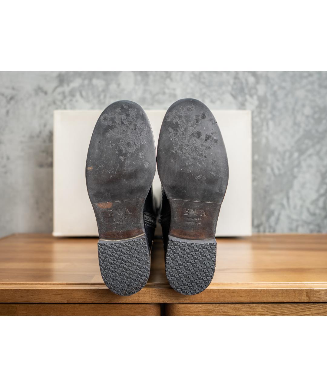 EMPORIO ARMANI Черные кожаные сапоги, фото 5