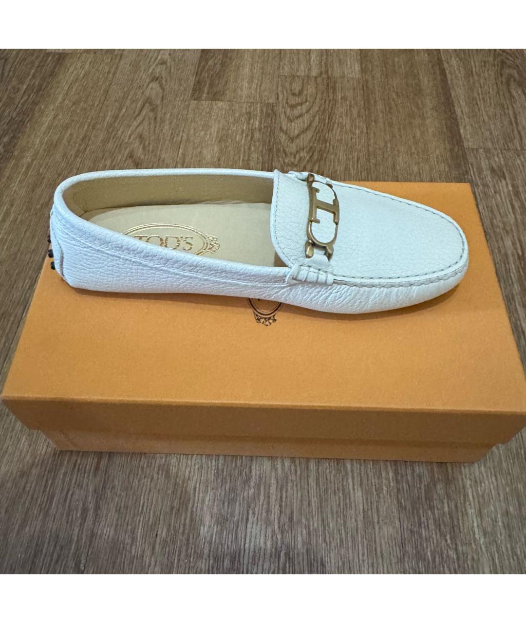TOD'S Белые кожаные мокасины, фото 5