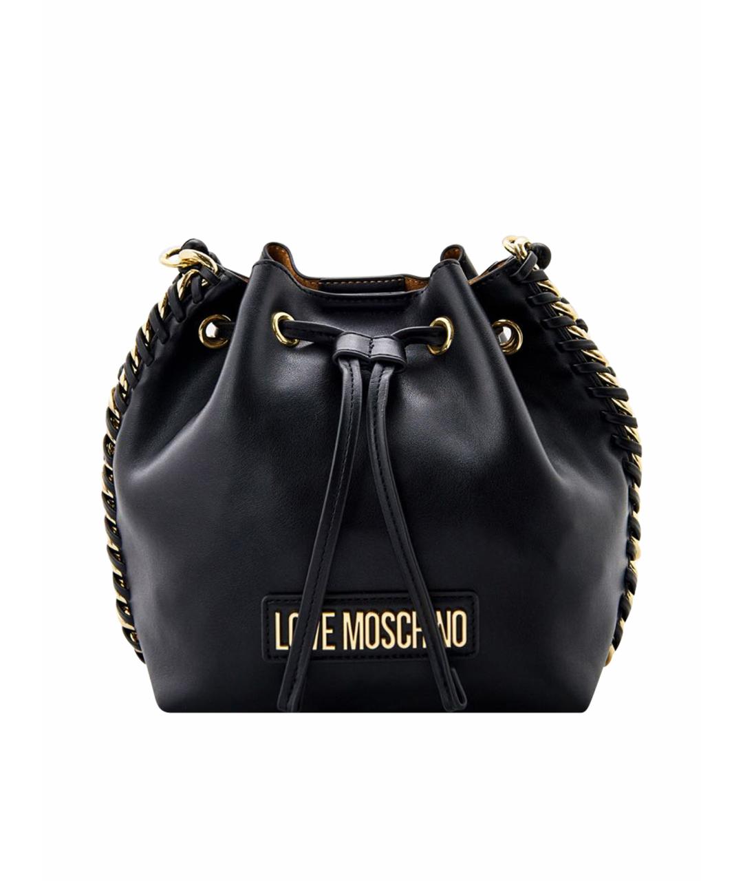 LOVE MOSCHINO Черная кожаная сумка через плечо, фото 1