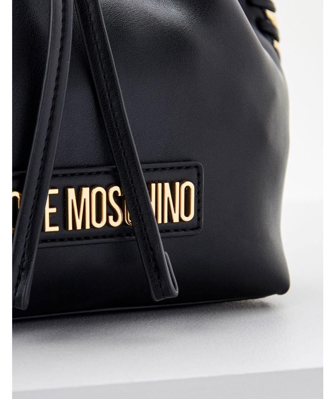 LOVE MOSCHINO Черная кожаная сумка через плечо, фото 3