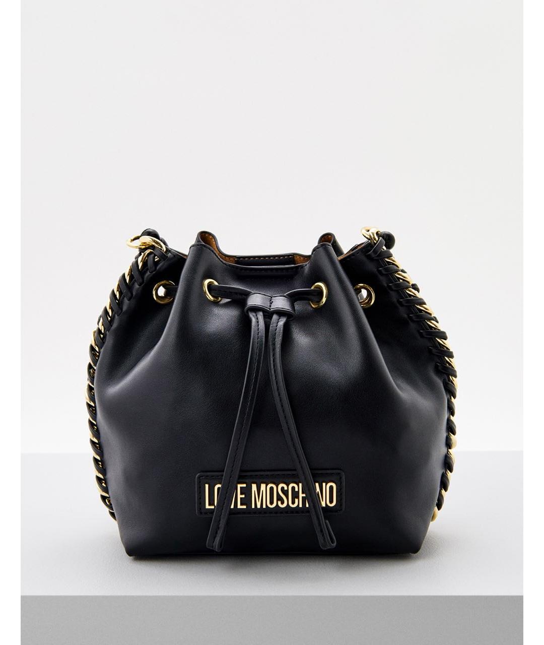 LOVE MOSCHINO Черная кожаная сумка через плечо, фото 8
