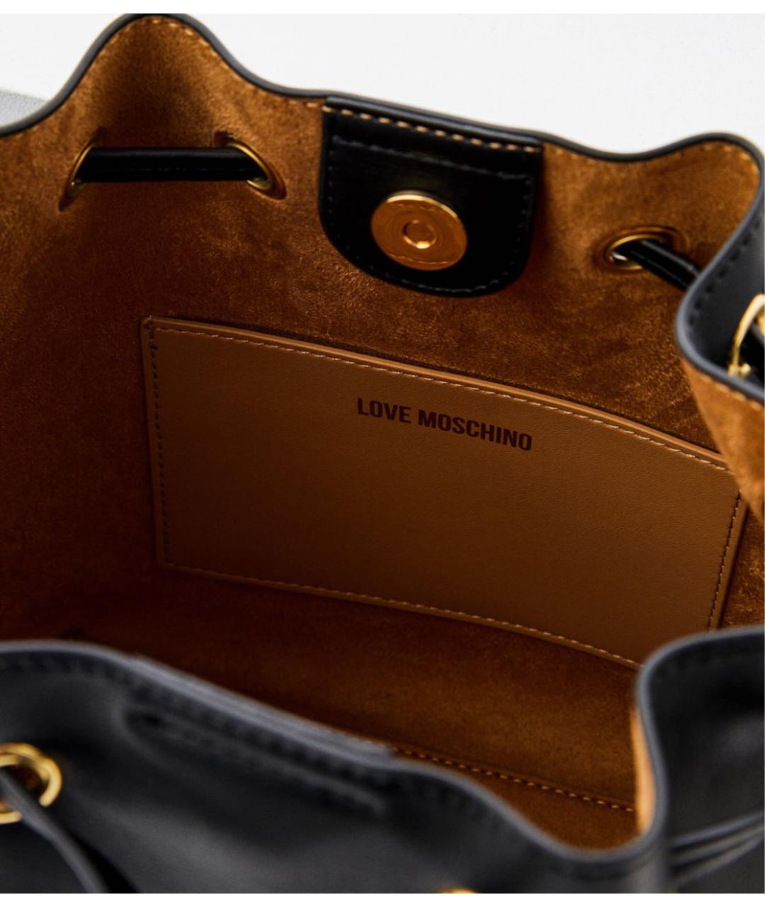 LOVE MOSCHINO Черная кожаная сумка через плечо, фото 5
