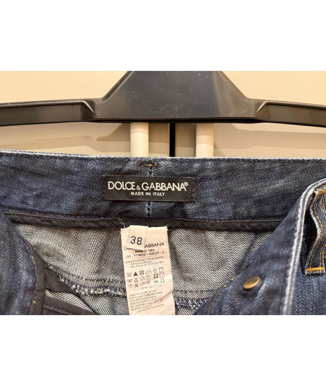 DOLCE&GABBANA Темно-синие хлопковые прямые джинсы, фото 3