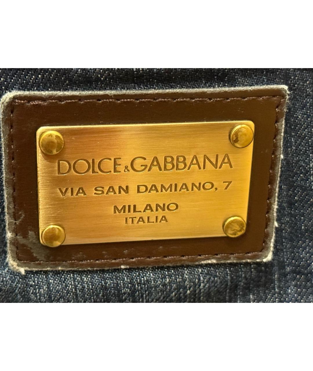 DOLCE&GABBANA Темно-синие хлопковые прямые джинсы, фото 6