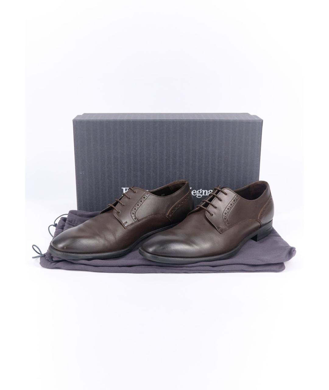 ERMENEGILDO ZEGNA XXX Коричневые кожаные туфли, фото 6