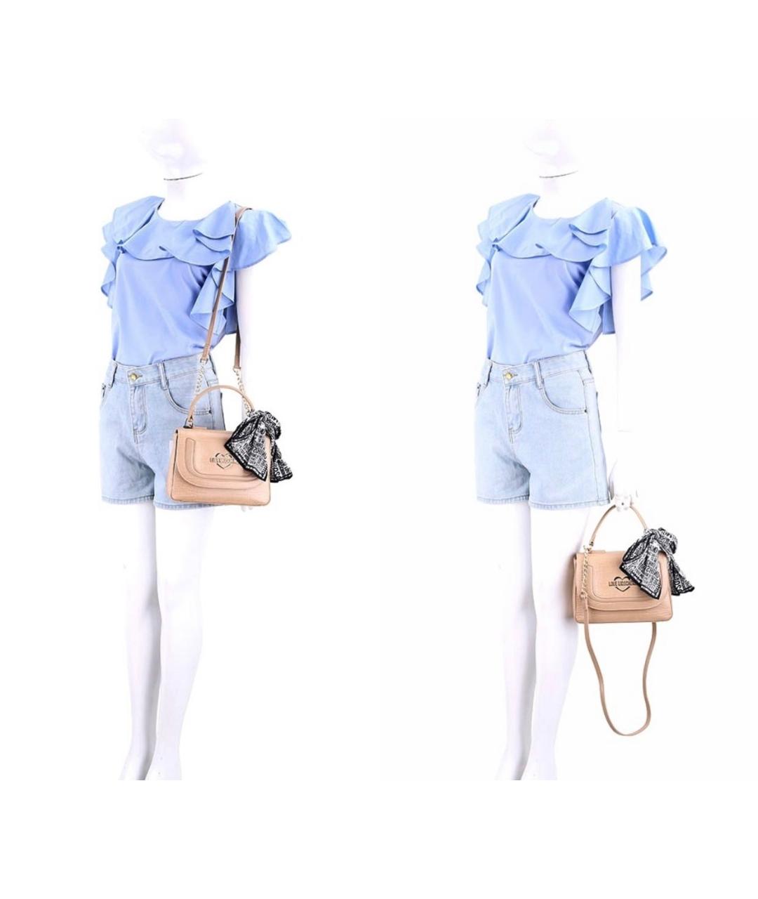 LOVE MOSCHINO Бежевая сумка через плечо из лакированной кожи, фото 4