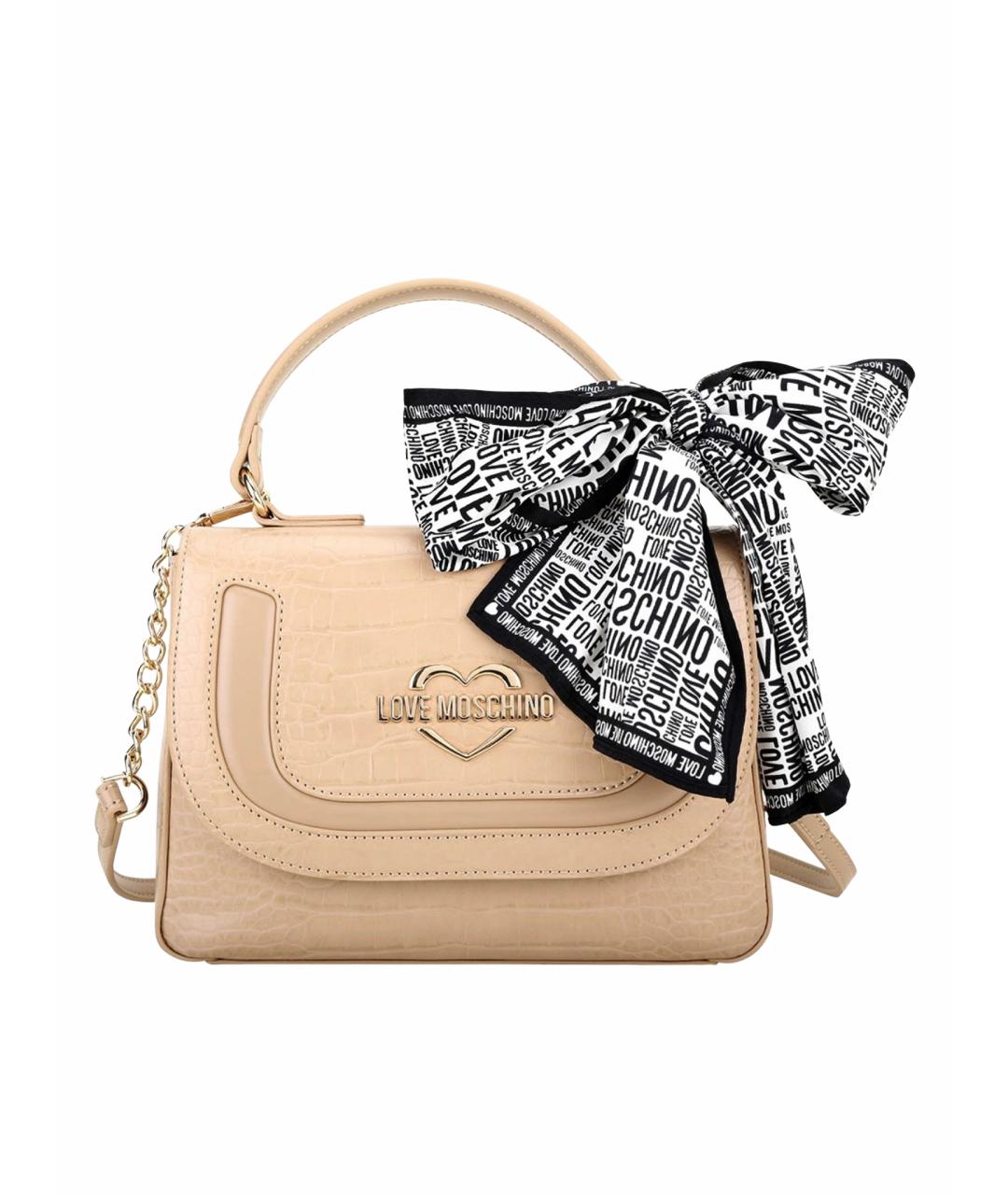 LOVE MOSCHINO Бежевая сумка через плечо из лакированной кожи, фото 1