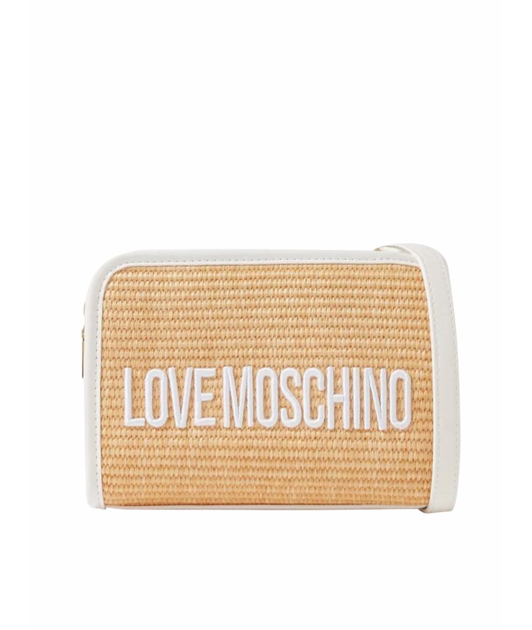LOVE MOSCHINO Белая пелетеная сумка через плечо, фото 1