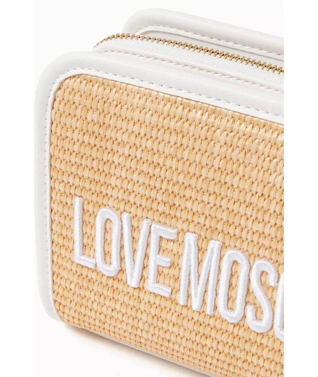 LOVE MOSCHINO Белая пелетеная сумка через плечо, фото 4