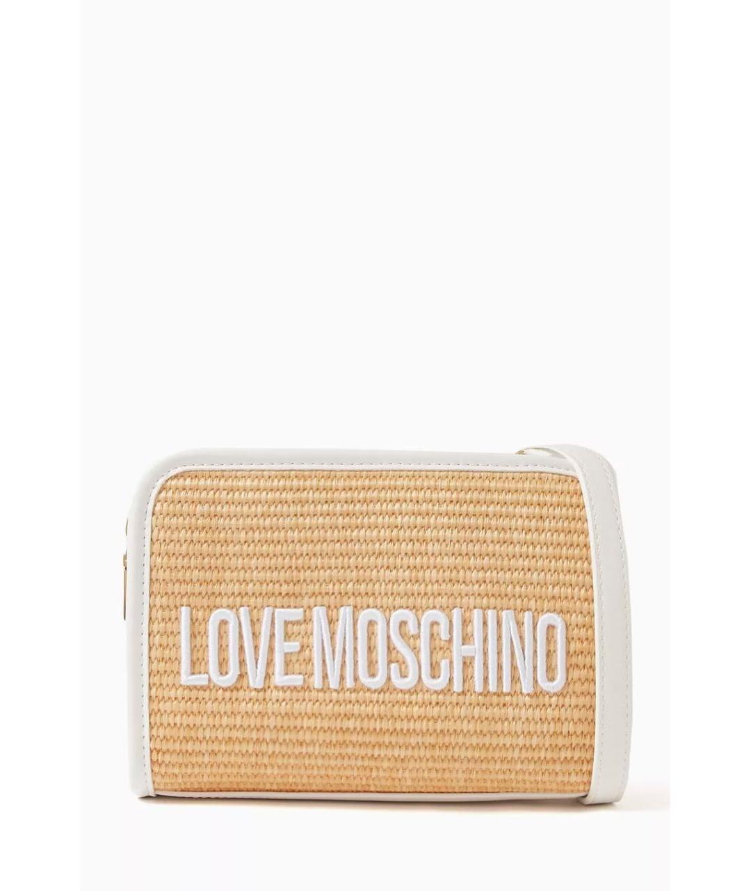 LOVE MOSCHINO Белая пелетеная сумка через плечо, фото 7