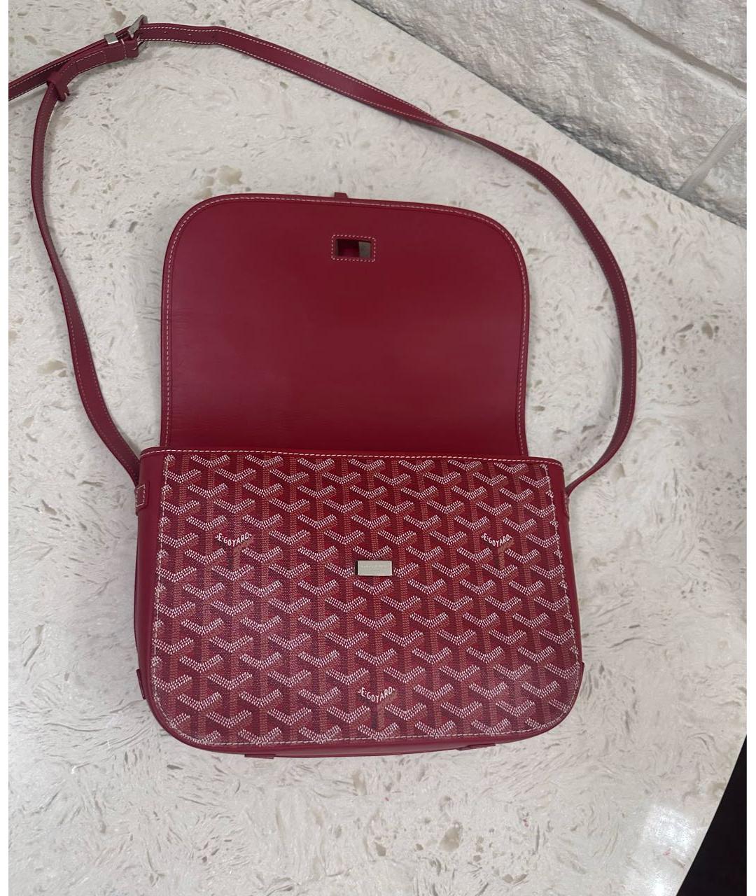 GOYARD Красная кожаная сумка на плечо, фото 3