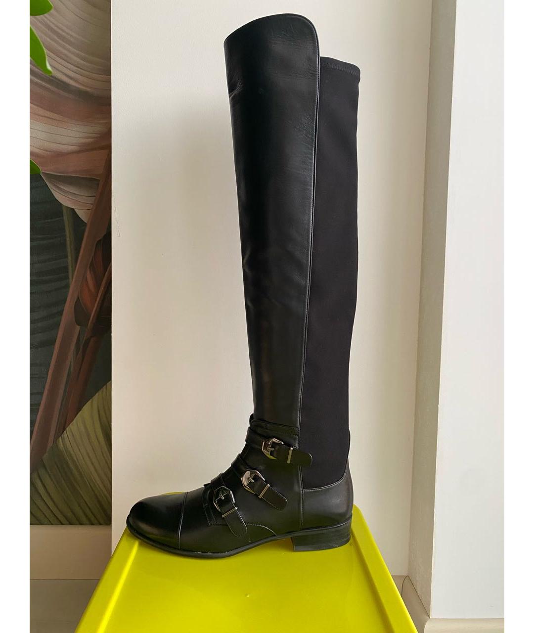 STUART WEITZMAN Черные кожаные ботфорты, фото 5