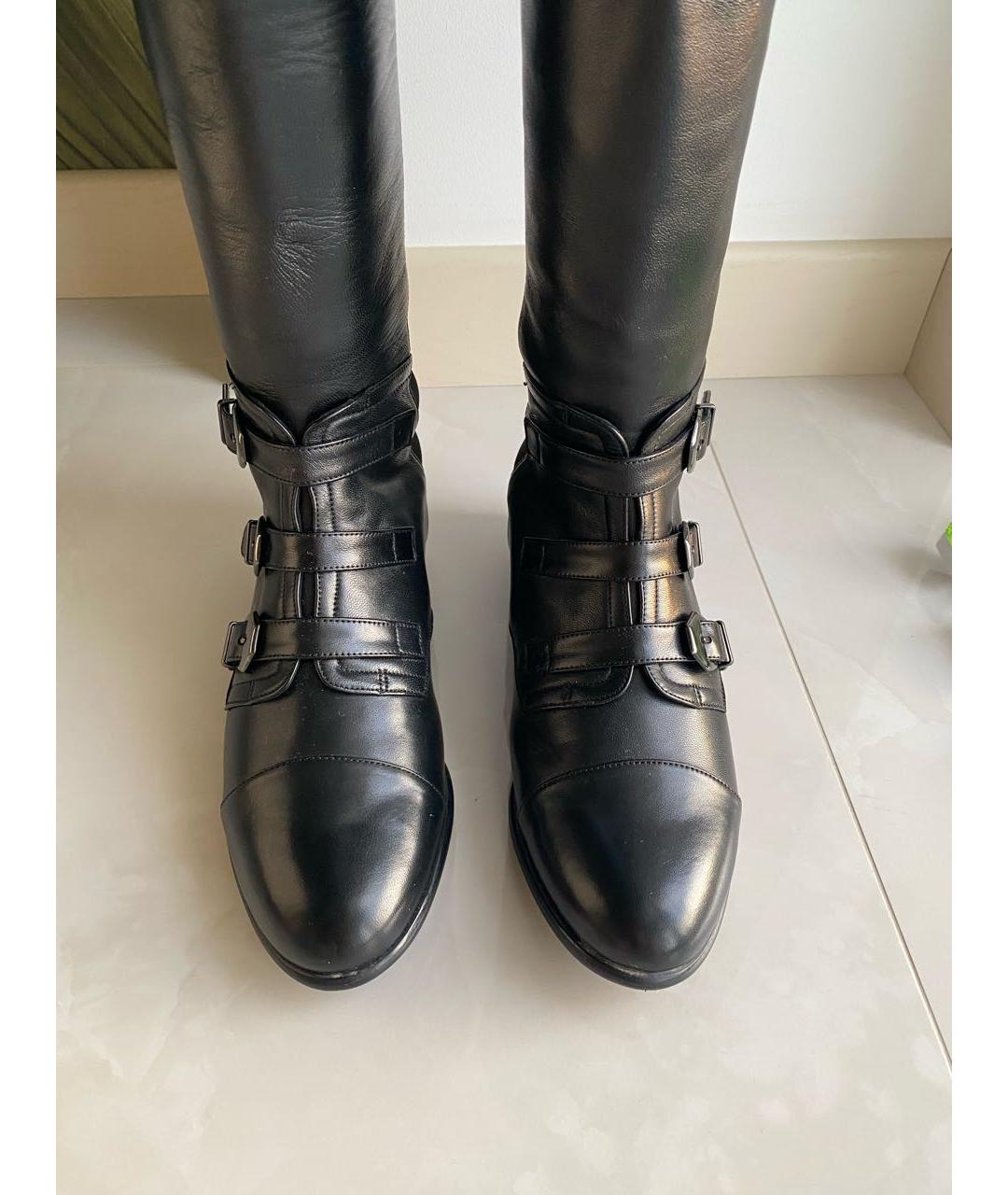 STUART WEITZMAN Черные кожаные ботфорты, фото 2