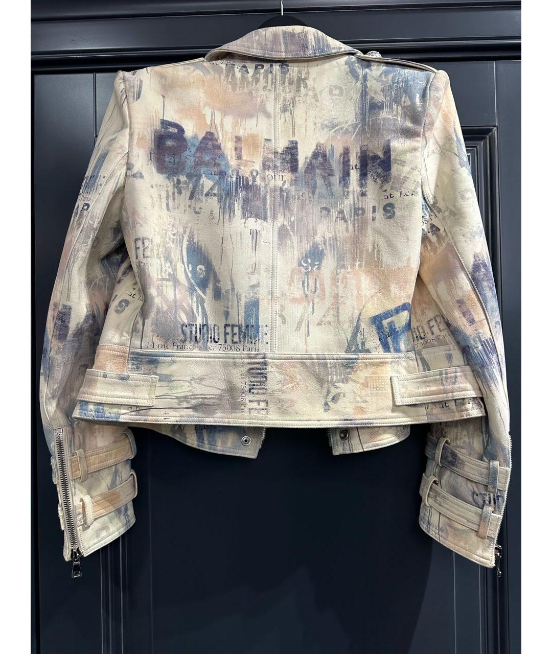 BALMAIN Бежевая кожаная куртка, фото 2