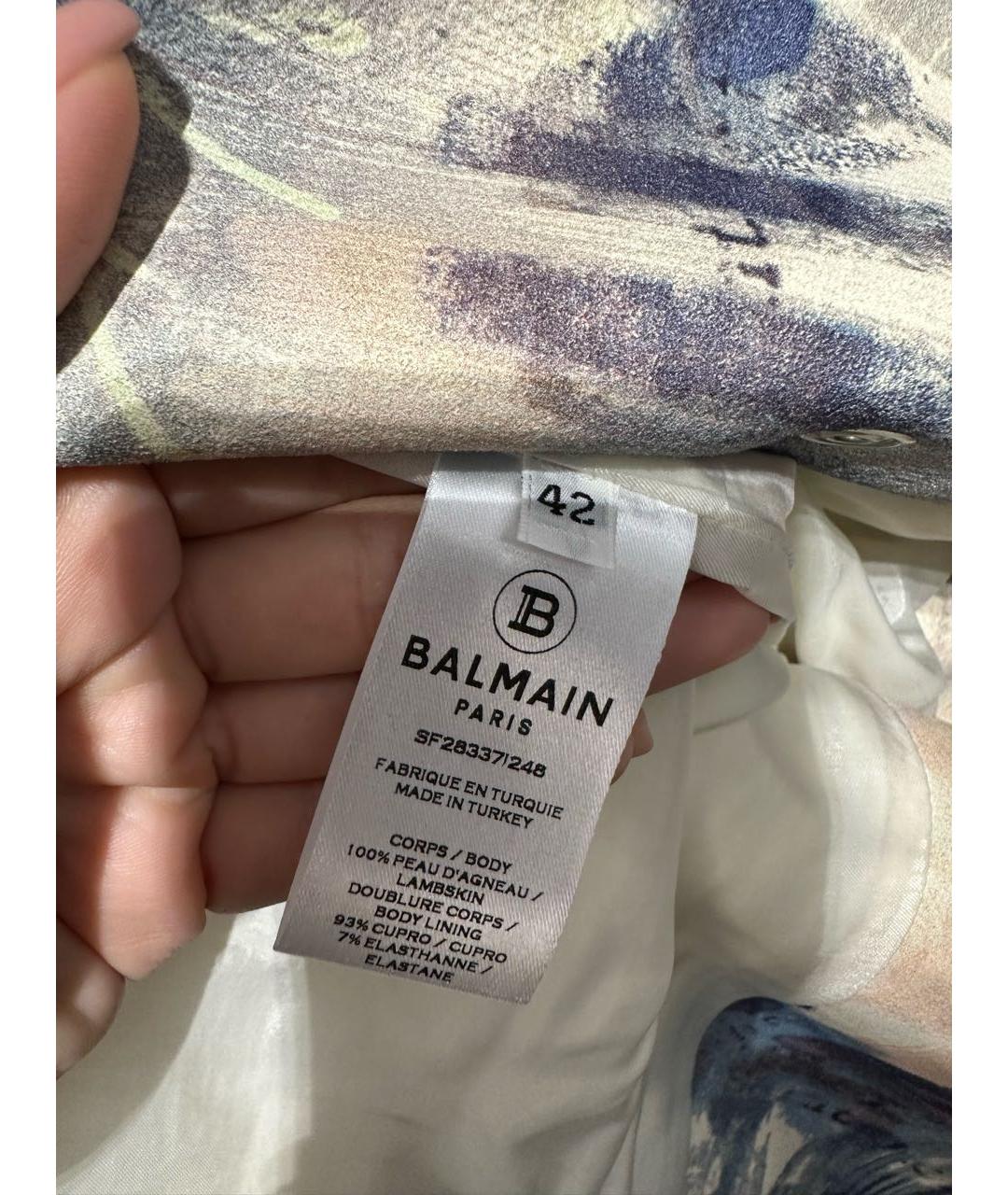 BALMAIN Бежевая кожаная куртка, фото 3