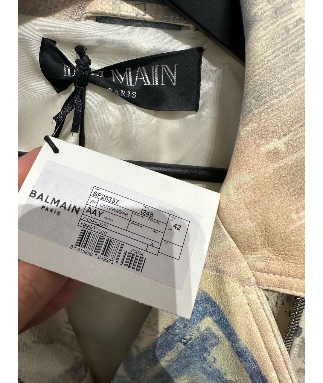 BALMAIN Бежевая кожаная куртка, фото 6