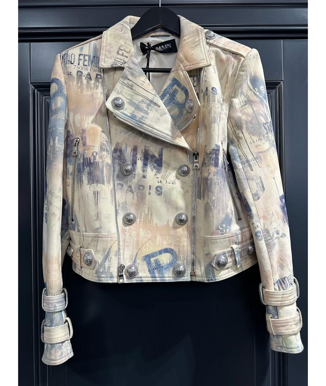 BALMAIN Бежевая кожаная куртка, фото 7