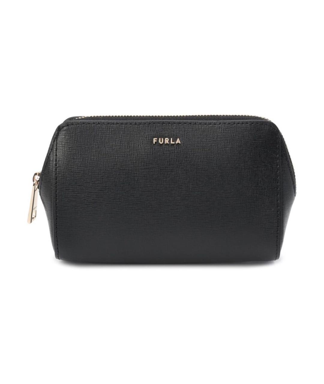 FURLA Черная кожаная косметичка, фото 5