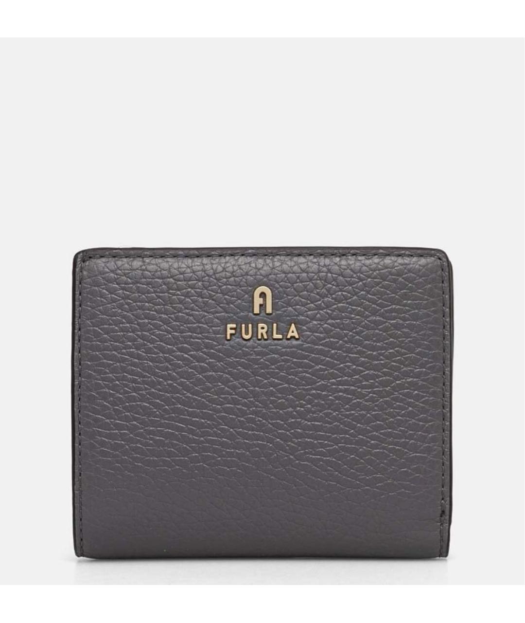 FURLA Антрацитовый кожаный кошелек, фото 4