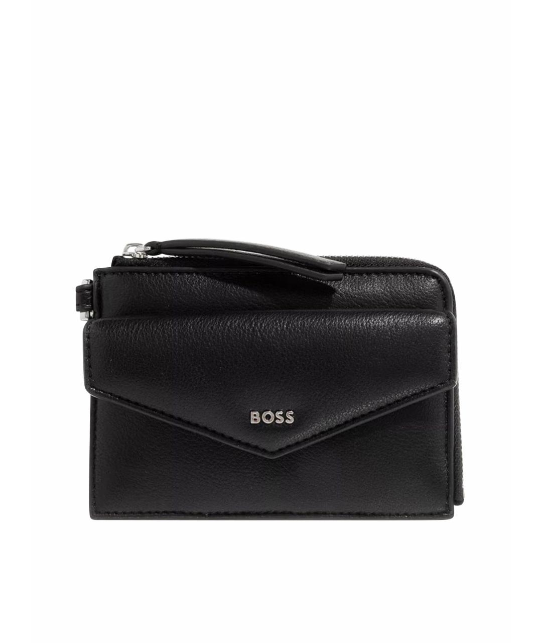 HUGO BOSS Черный кожаный кошелек, фото 1