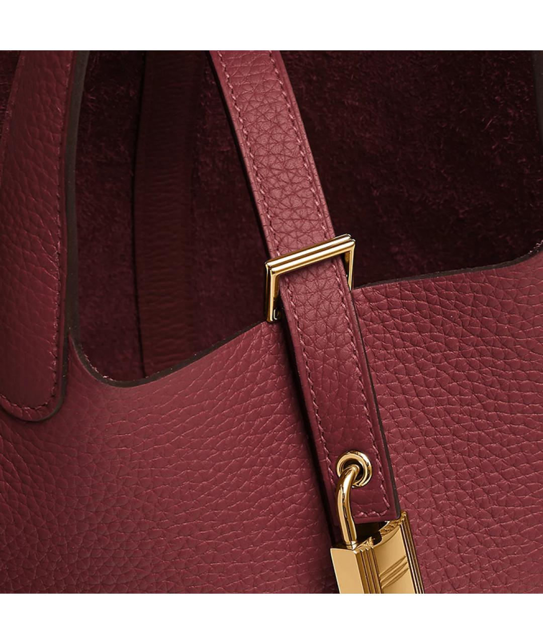 HERMES Бордовая кожаная сумка через плечо, фото 5