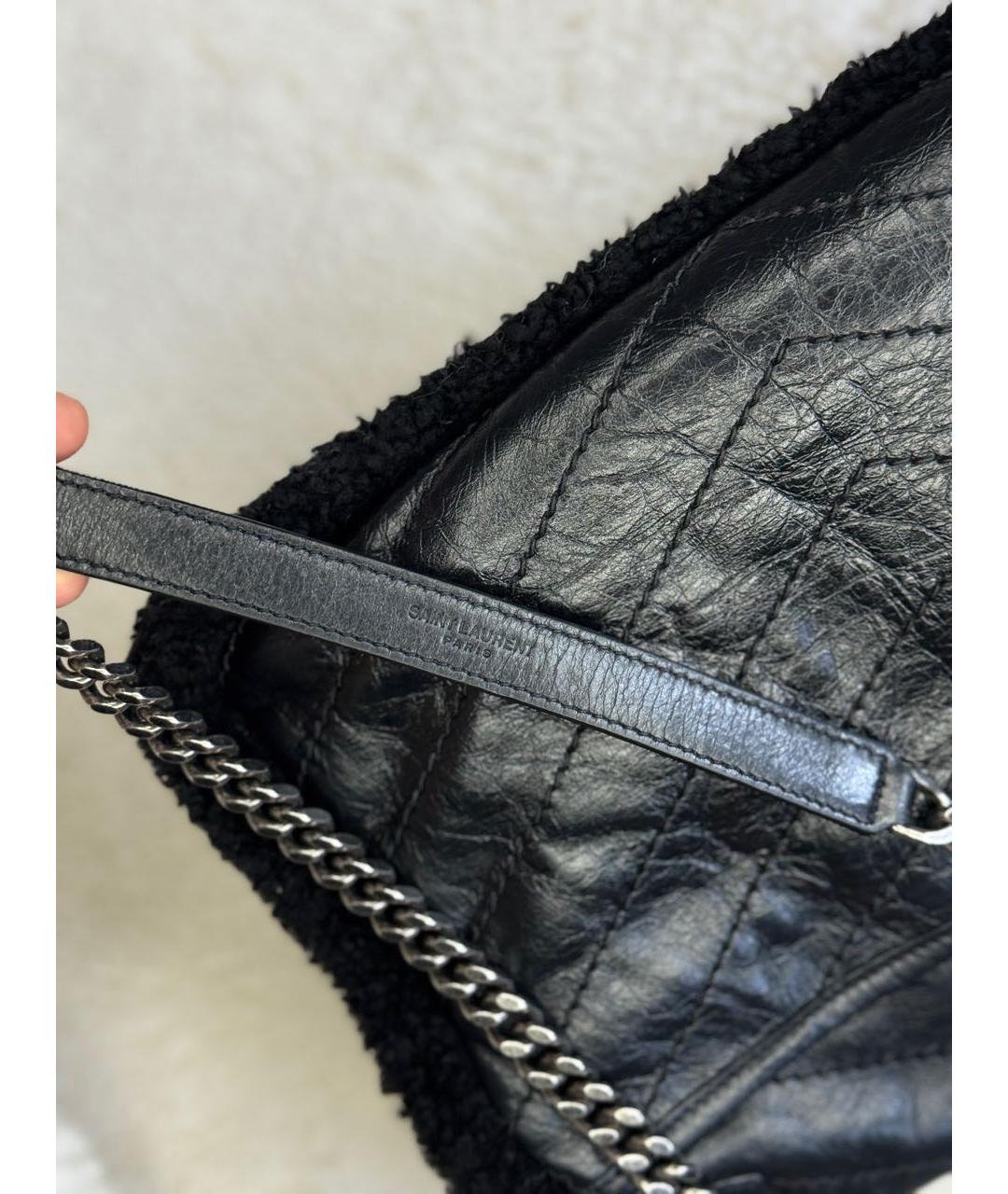 SAINT LAURENT Черная меховая сумка через плечо, фото 8