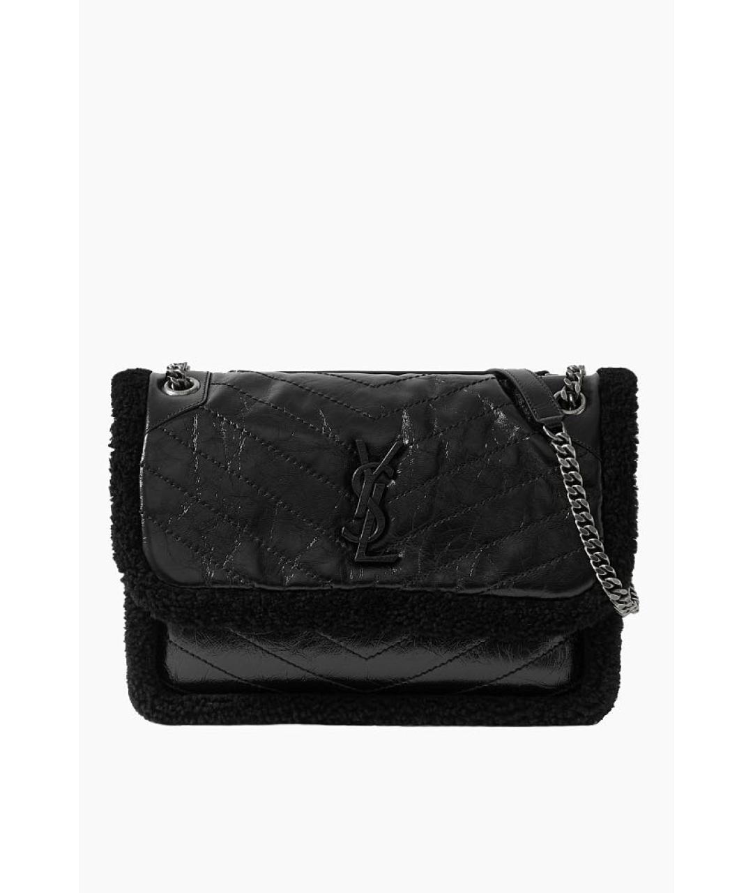 SAINT LAURENT Черная меховая сумка через плечо, фото 9