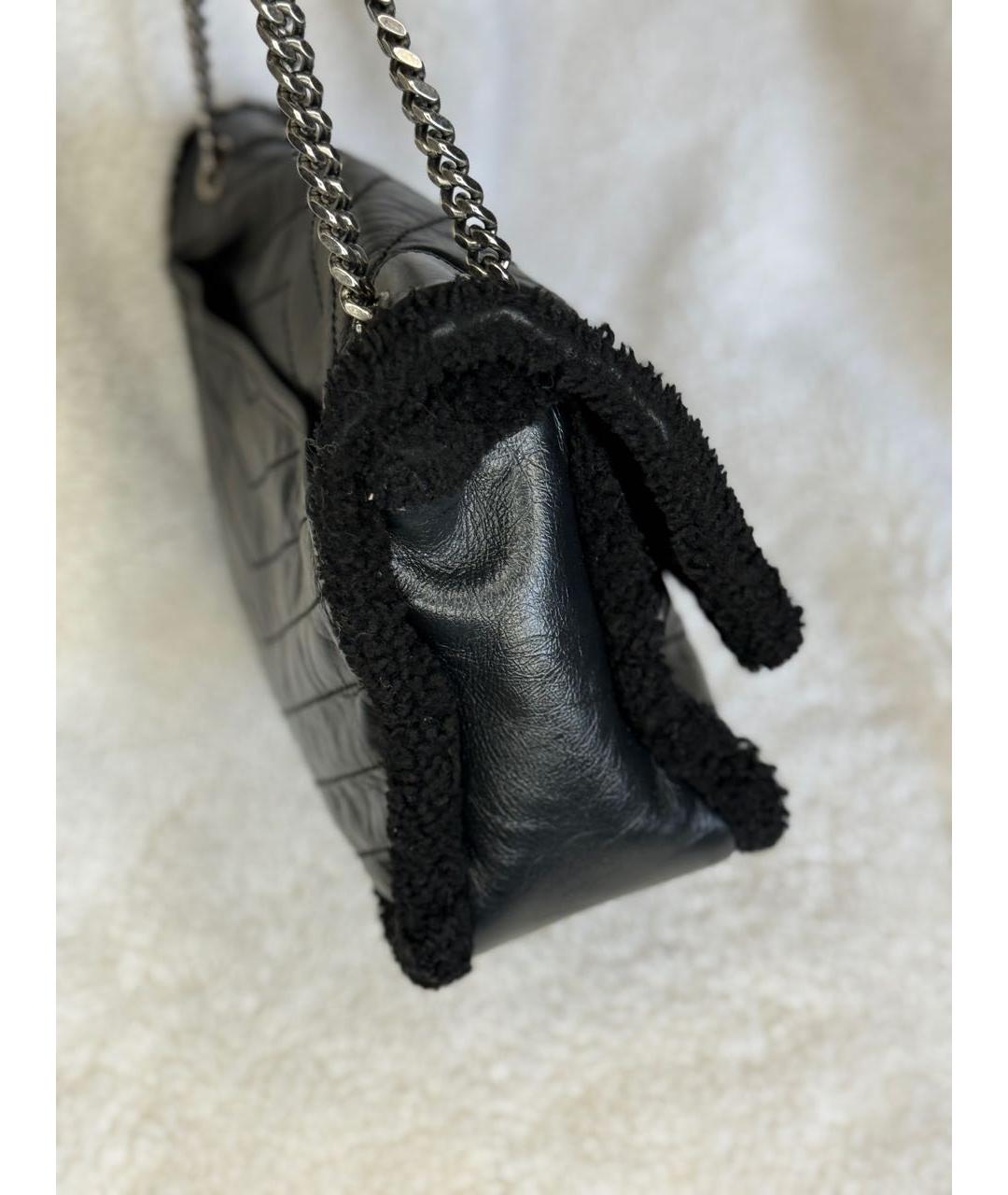 SAINT LAURENT Черная меховая сумка через плечо, фото 7