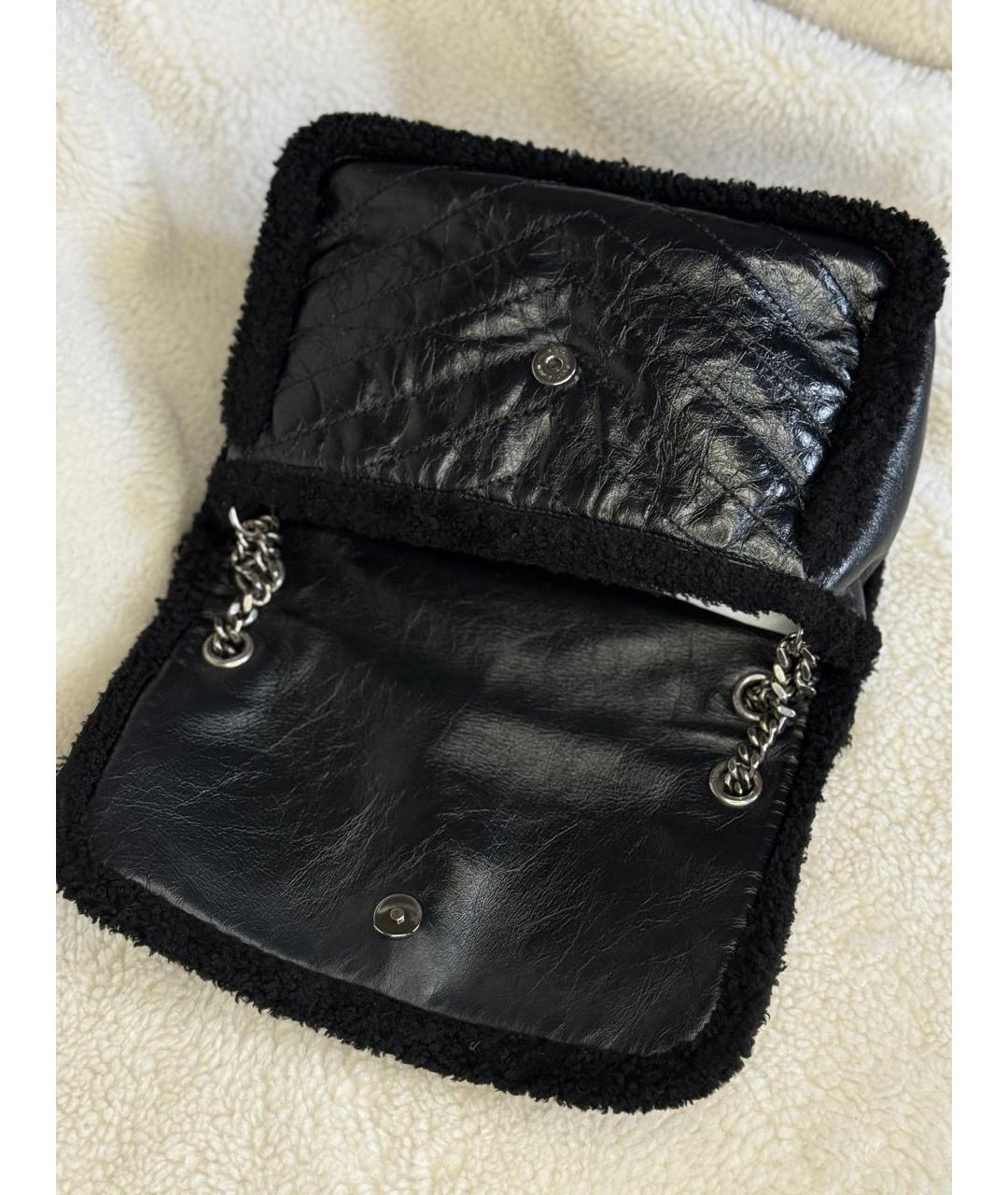 SAINT LAURENT Черная меховая сумка через плечо, фото 6