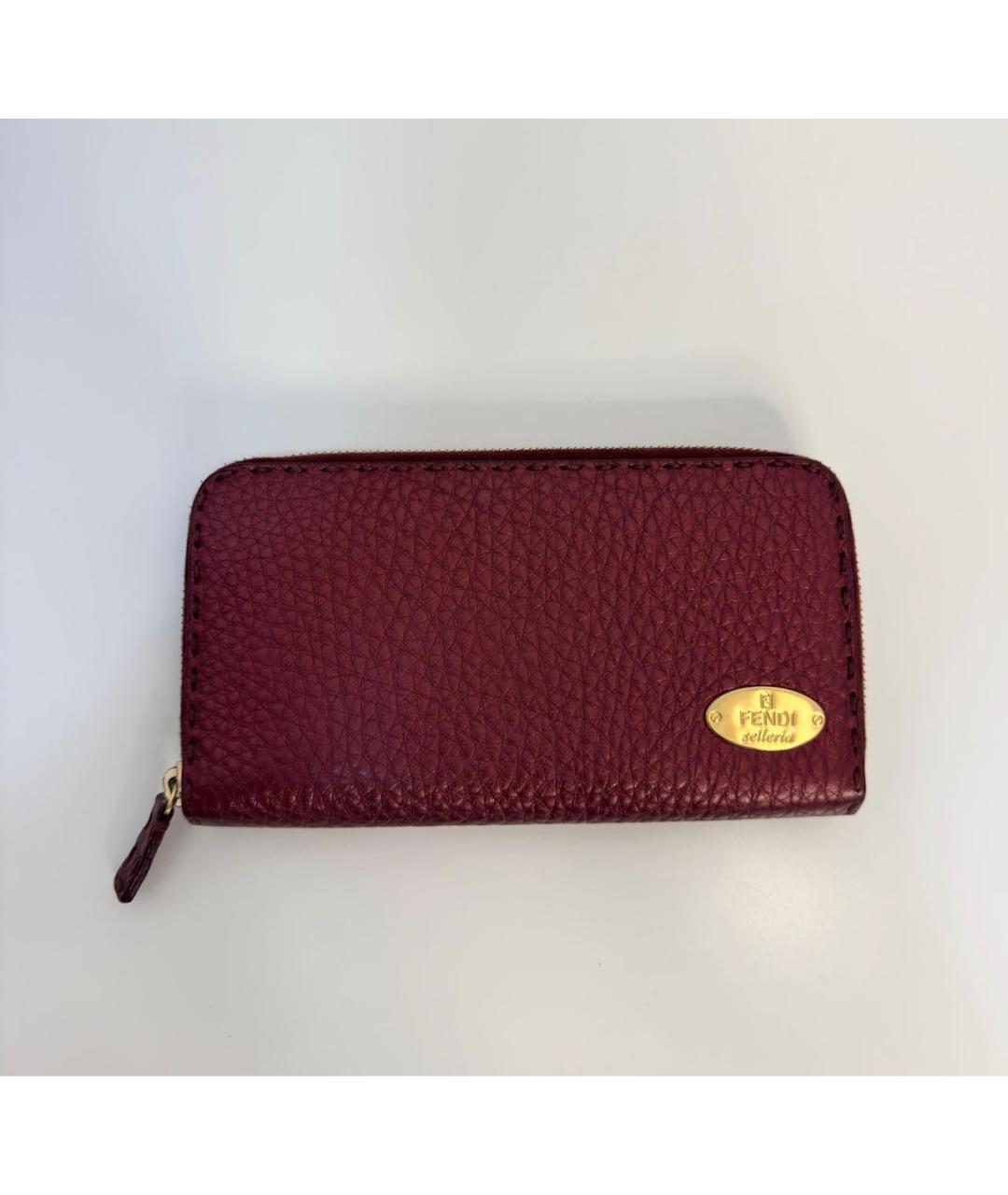 FENDI Бордовый кожаный кошелек, фото 8