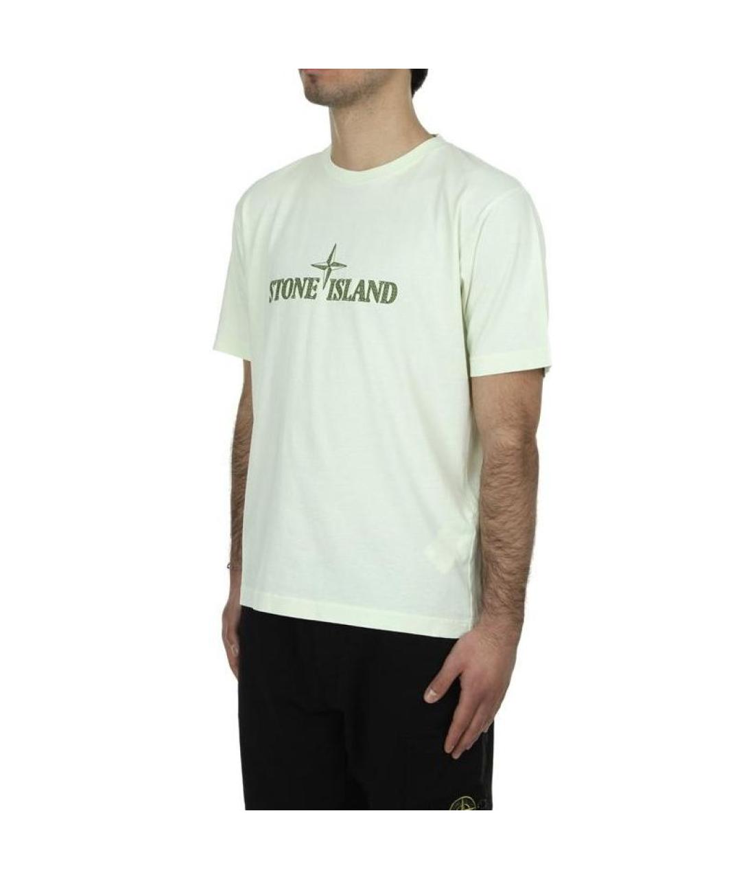 STONE ISLAND Бежевая хлопковая футболка, фото 2