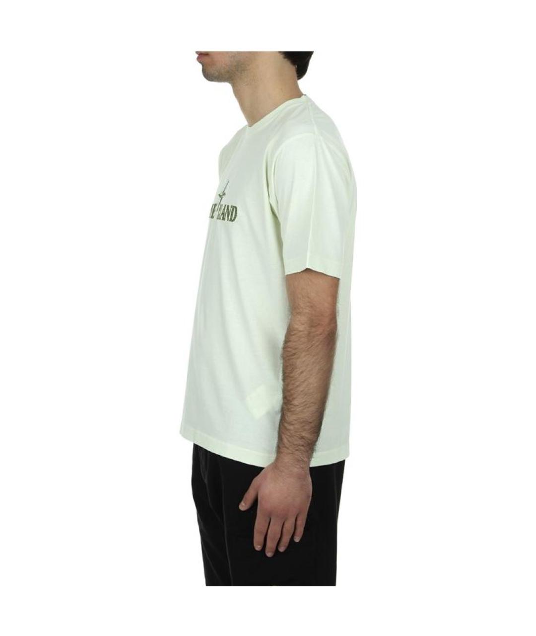 STONE ISLAND Бежевая хлопковая футболка, фото 3