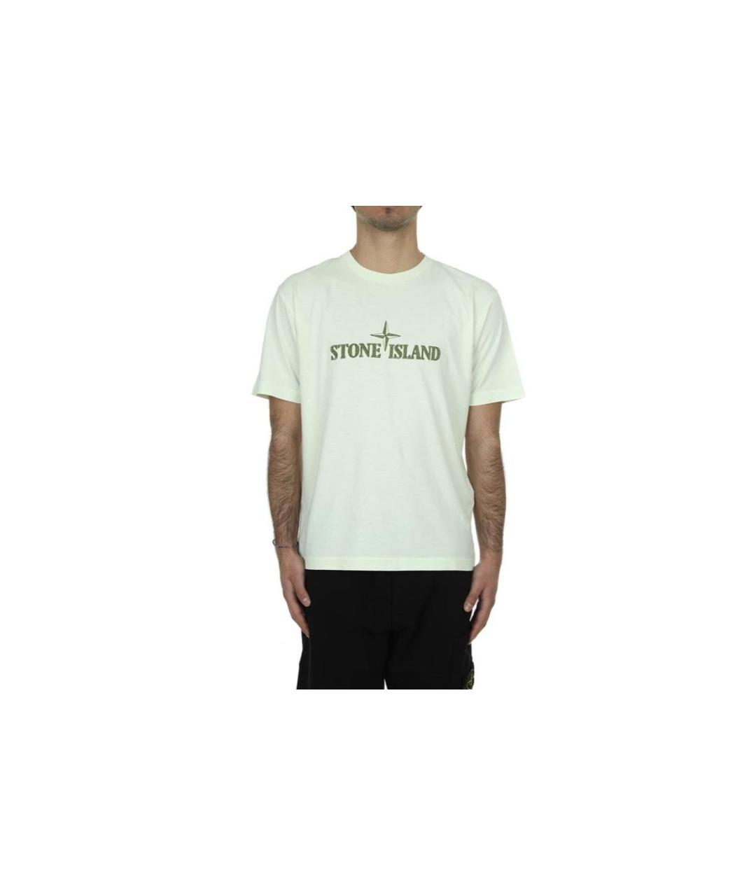STONE ISLAND Бежевая хлопковая футболка, фото 6