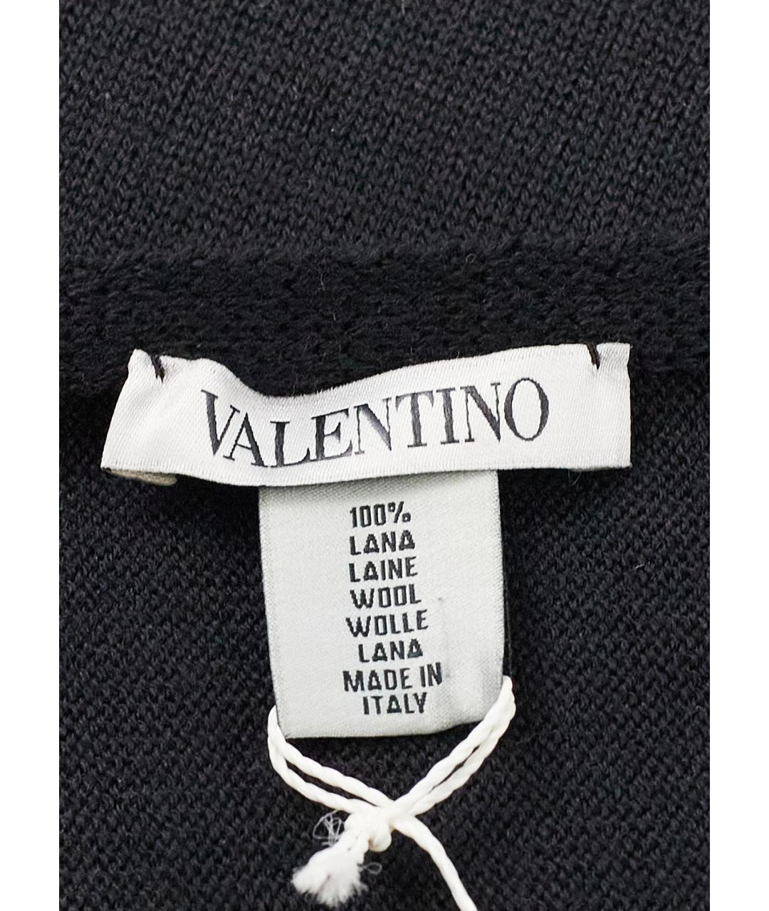 VALENTINO Черный шерстяной шарф, фото 3