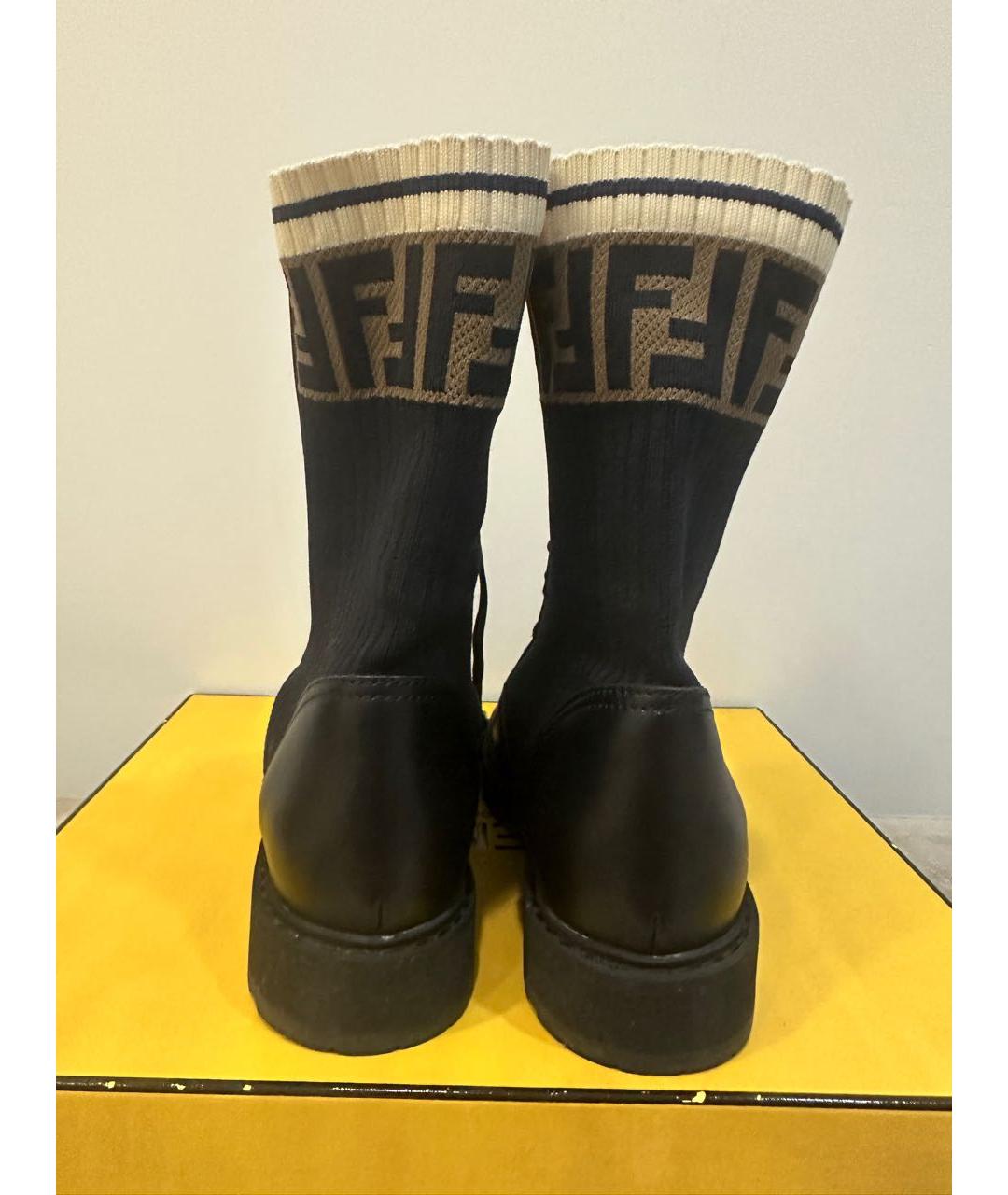 FENDI Черные кожаные ботинки, фото 3