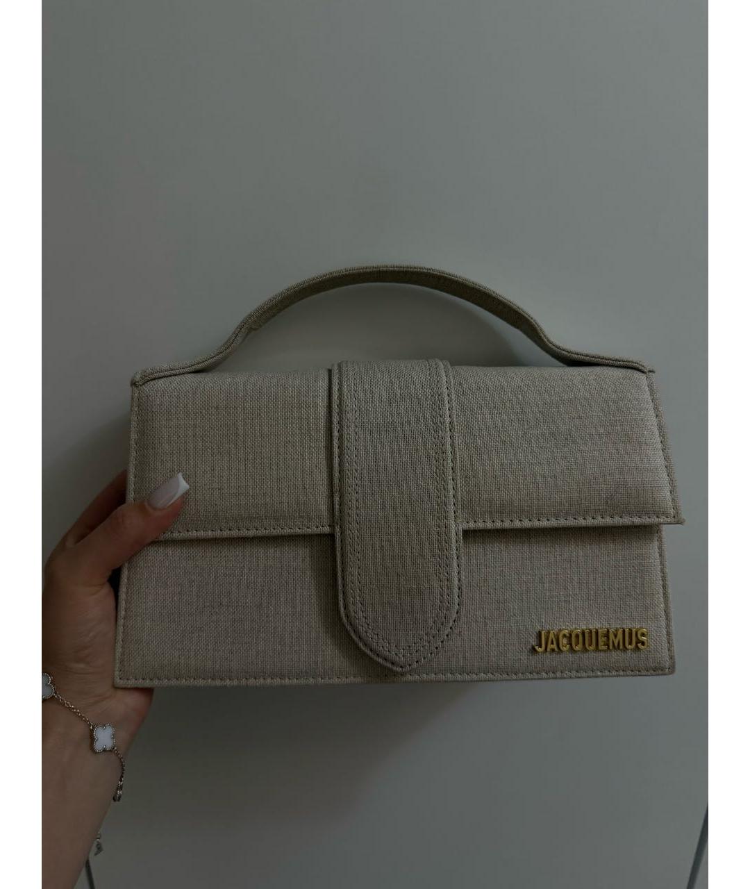 JACQUEMUS Бежевая тканевая сумка с короткими ручками, фото 7