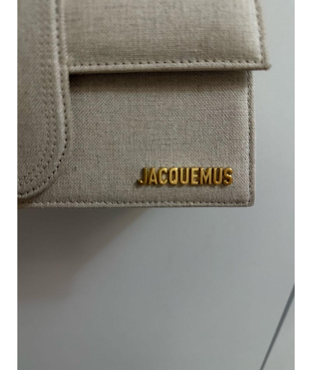 JACQUEMUS Бежевая тканевая сумка с короткими ручками, фото 6