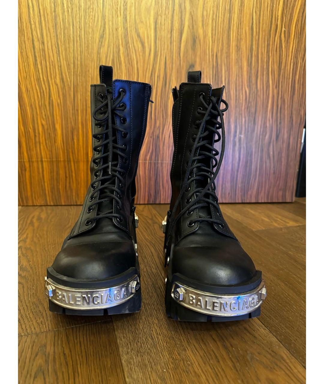 BALENCIAGA Черные кожаные сапоги, фото 2