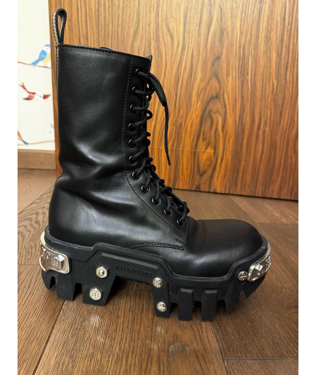 BALENCIAGA Черные кожаные сапоги, фото 5