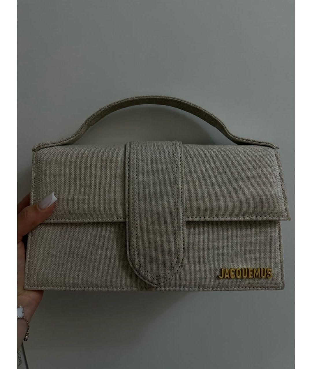 JACQUEMUS Бежевая тканевая сумка с короткими ручками, фото 2