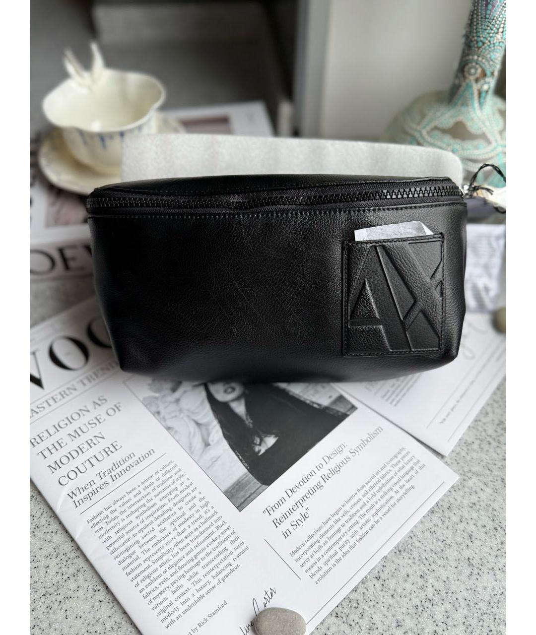 ARMANI EXCHANGE Черная поясная сумка из искусственной кожи, фото 5