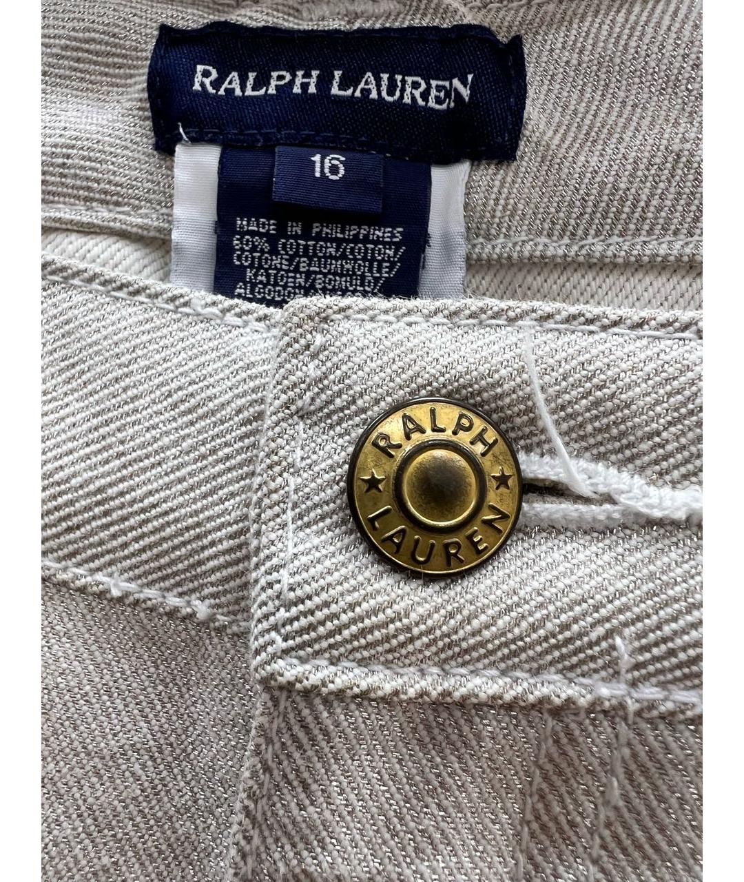 RALPH LAUREN Серебряные хлопко-полиэстеровые прямые джинсы, фото 3