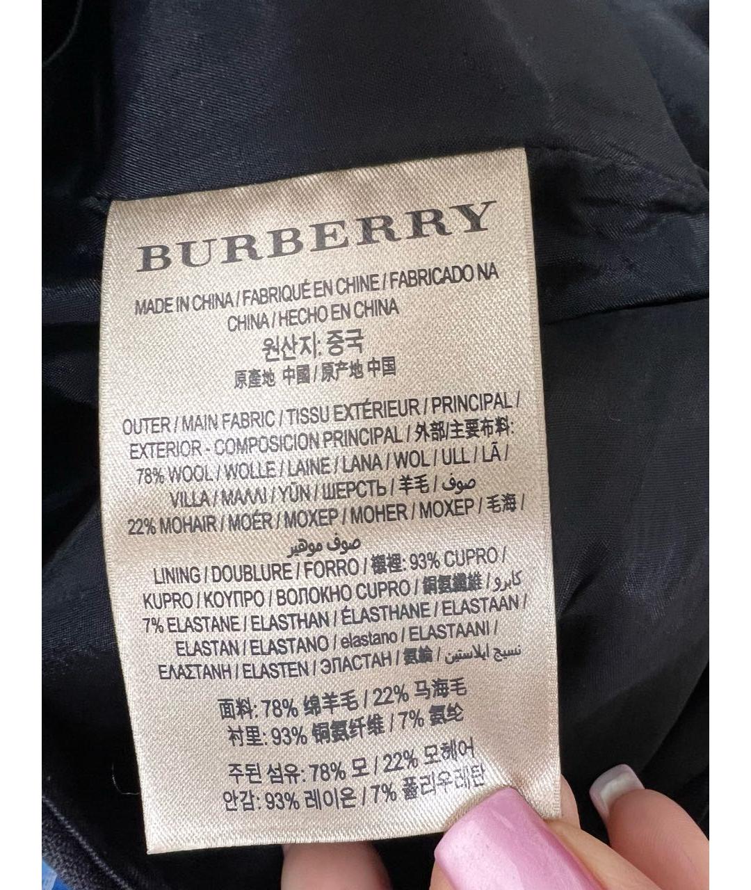 BURBERRY Черные шерстяные брюки узкие, фото 6