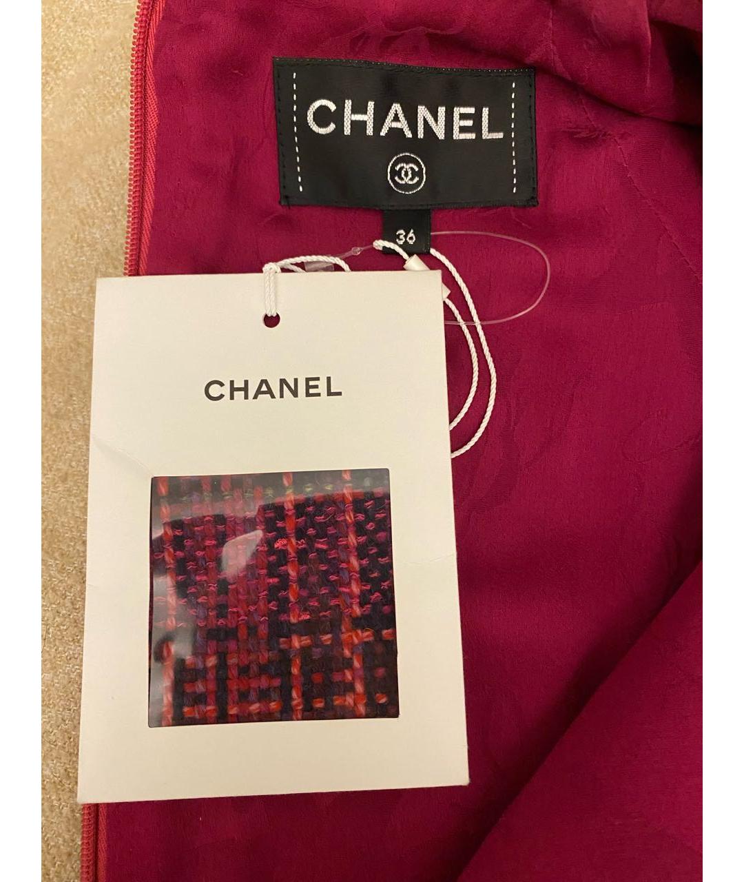 CHANEL Фуксия твидовое повседневное платье, фото 3