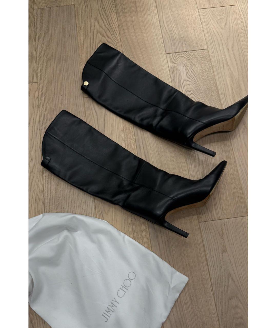 JIMMY CHOO Черные кожаные сапоги, фото 4