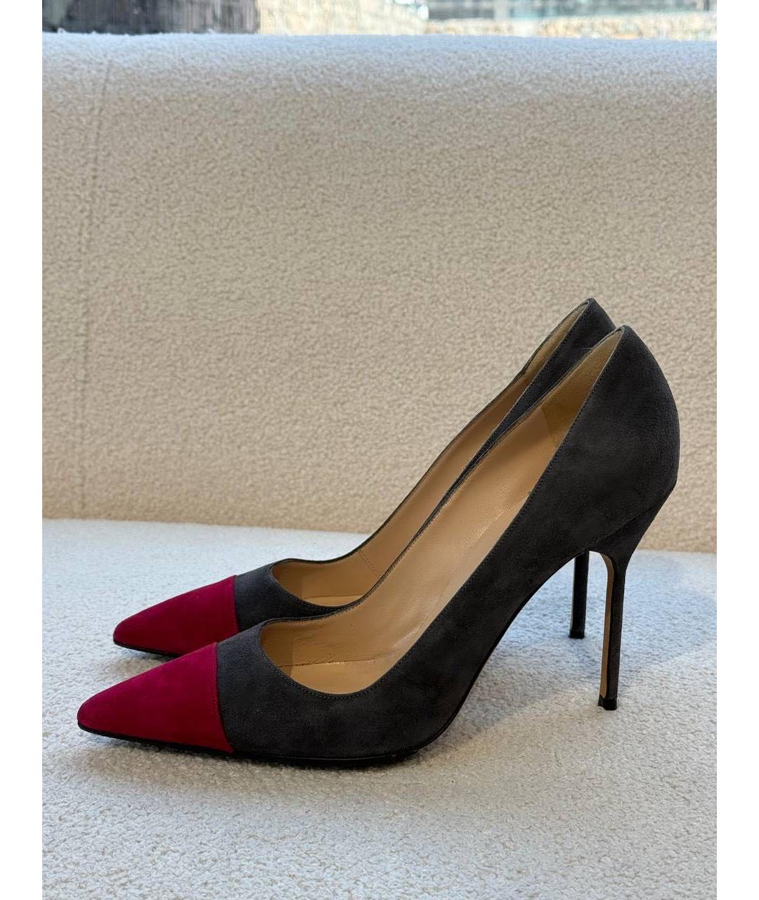MANOLO BLAHNIK Серые замшевые туфли, фото 4