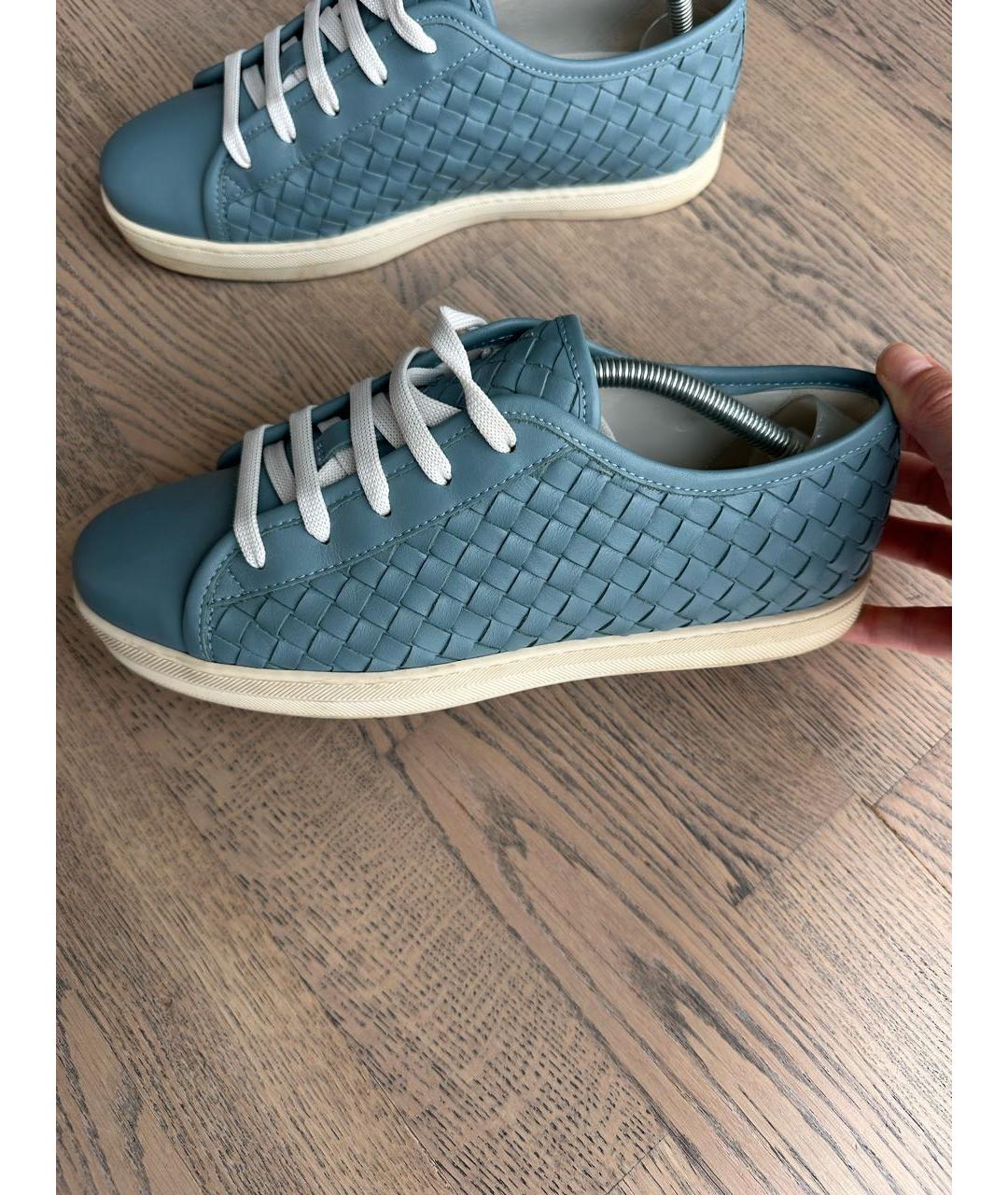 BOTTEGA VENETA Голубые кожаные кеды, фото 7