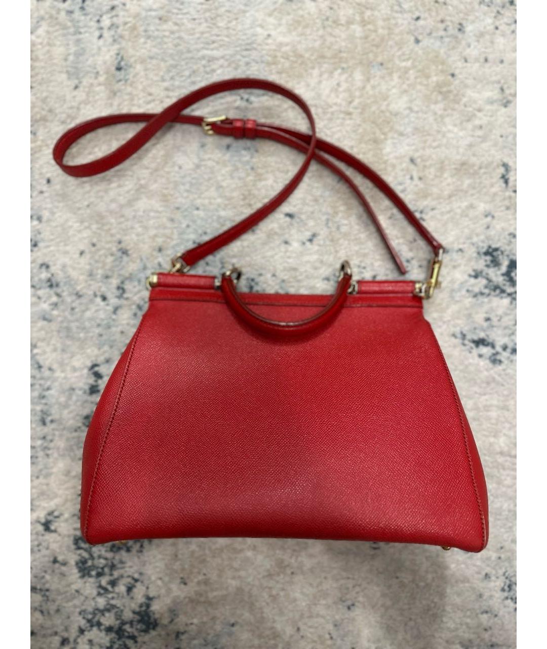 DOLCE&GABBANA Красная кожаная сумка тоут, фото 3