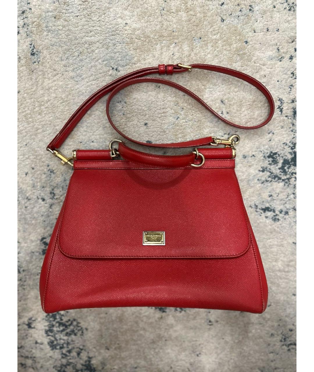 DOLCE&GABBANA Красная кожаная сумка тоут, фото 8