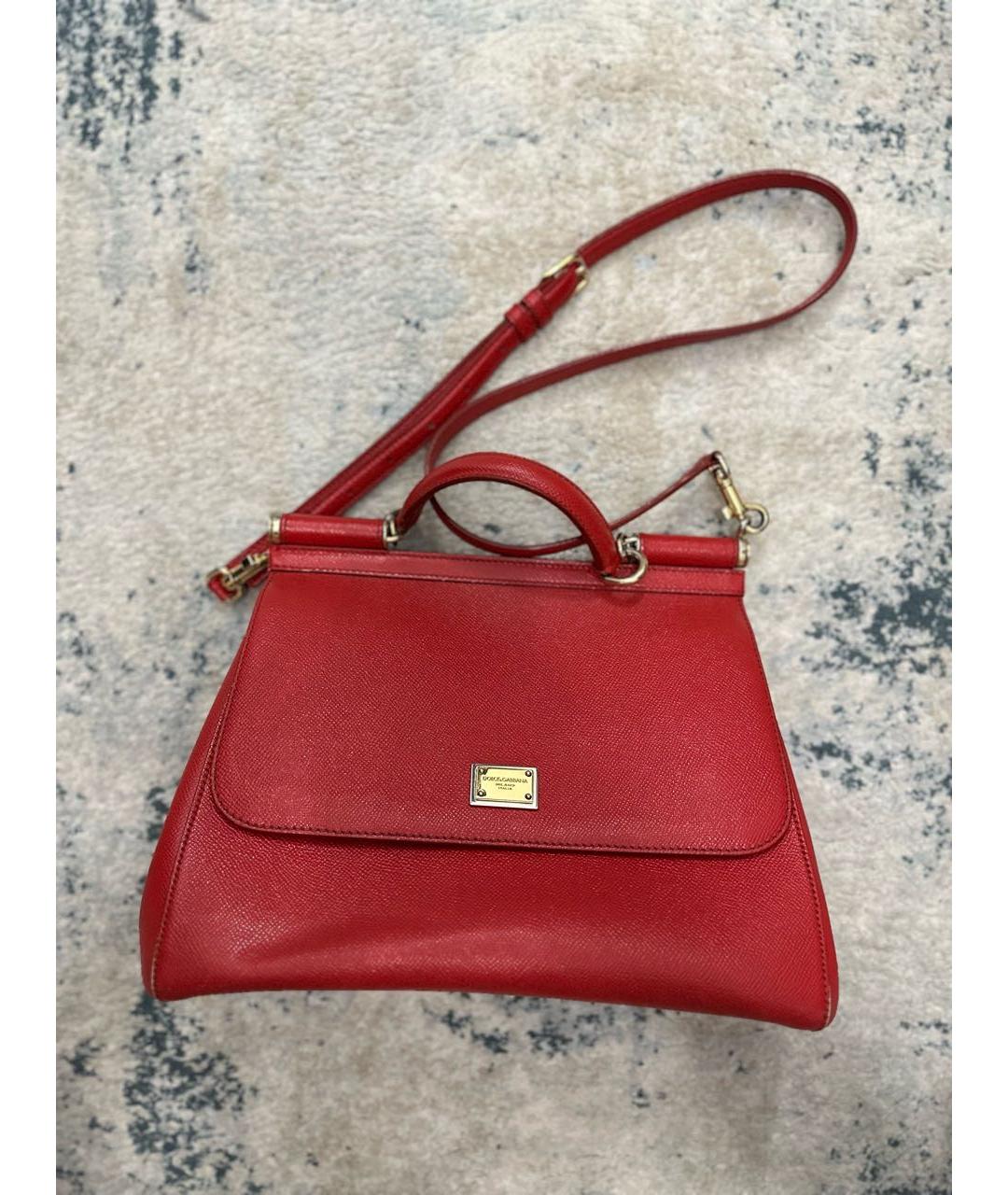 DOLCE&GABBANA Красная кожаная сумка тоут, фото 2